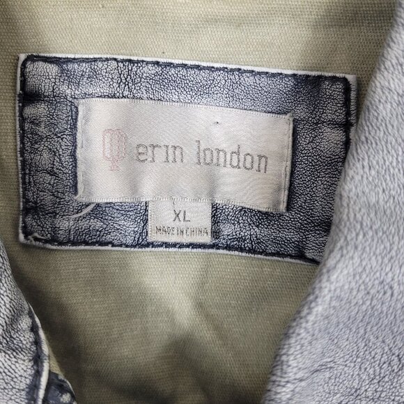 Erin London Men's Denim Print Faux Leather Vest SZ XL - Picture 3 of 4